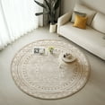 thumbnail image 4 of Pentantan 4'x4' Vintage Round Area Rugs, Machine Washable Living Room Rug, Soft Moroccan Indoor Carpet for Bedroom, Brown, 4 of 7