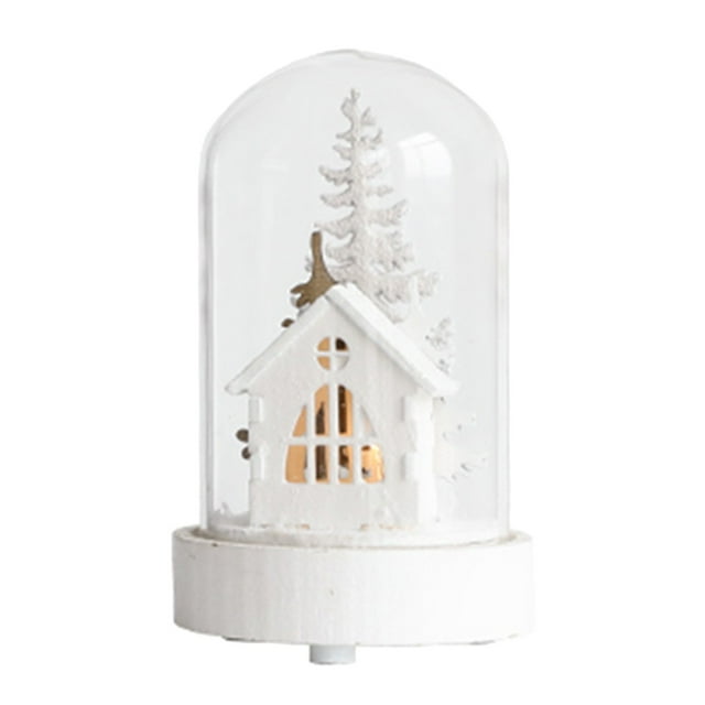 Dsscvnef Reindeers Lights Snow Decorations Christmas Trees Glass Night Light Desktop Ornament Festive Seasonal Display