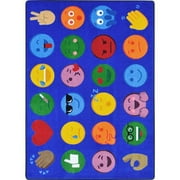 Joy Carpets 1936C 5 ft. 4 in. x 7 ft. 8 in. Emoji Expressions Kid Essentials Rectangle Rug Multicolor