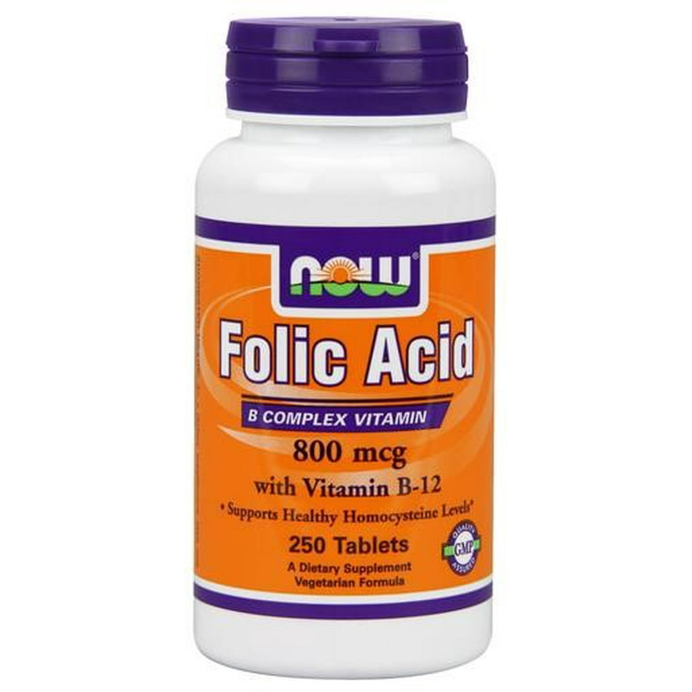 NOW Foods Folic Acid 800 mcg - 250 Tablets - Walmart.com - Walmart.com