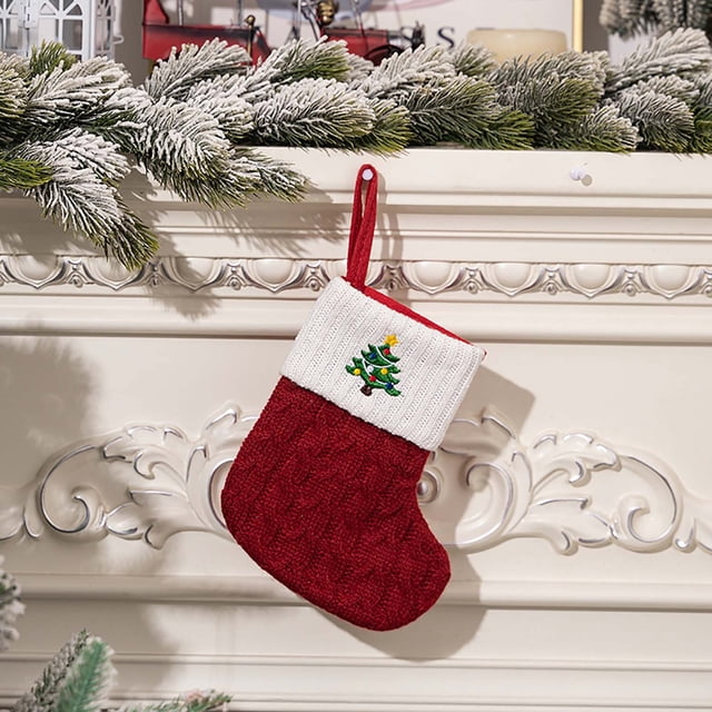 Dvkptbk Embroidered socks with letters Christmas Decorations Red Knitted Alphabet Embroidered Christmas Socks Colorful 26 Letter Gift Socks Home Decor Christmas Decorations