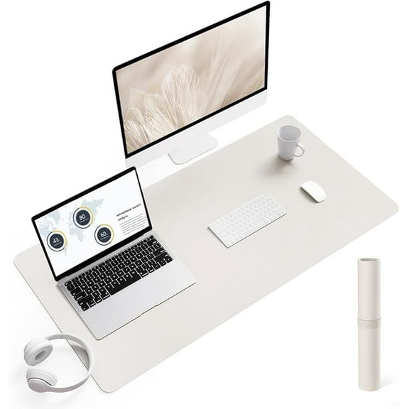 YSAGi Non-Slip Leather Desk Pad, Waterproof Laptop Computer Desk Keyboard Mat, Table Protector Blotter Mat, Large Mouse Pad for Office/Work/Home/Decor(Pink, 23.6" x 13.7")