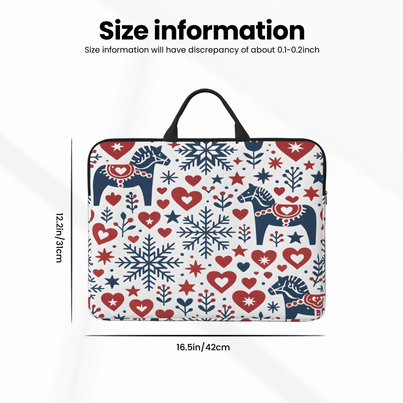 Laptop Sleeve Bag For Women Men 14inch Waterproof Durable Protective Computer Carrying Cover Handle Laptop Case Bag Nordic Folk Art Christmas Pattern