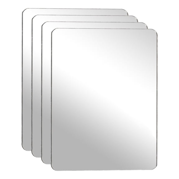 Uxcell 4Pcs Shatter Proof Acrylic Mirror, 2x1.Uxcell 6" Rectangle Round Corner Mirror(Self Adhesive, Safety, Shatterproof) Suited to Bathroom Science Home Gym Wall Decor