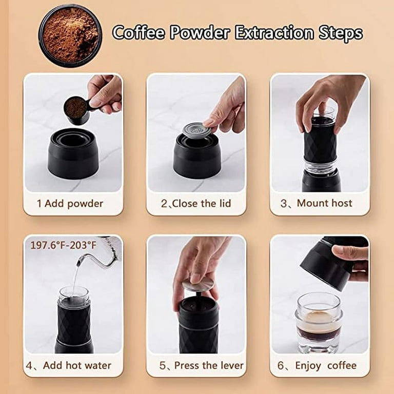 Cafelffe Tripresso Portable Coffee Maker Espresso Machine Hand Press  Capsule Ground Coffee Brewer Portable for Travel and Picnic 
