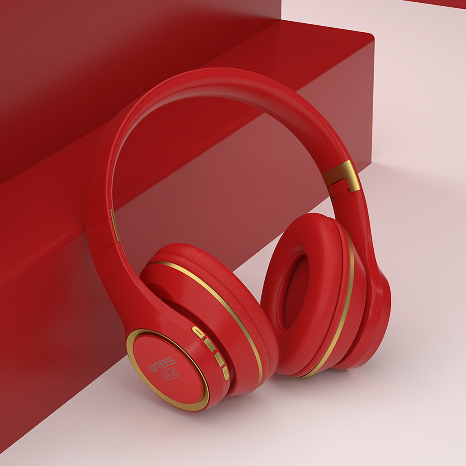 Uandlove Bluetooth Headset PS5,Over Ear Bluetooth Headphones Wireless Headset With Built-in Mic Soft Earmuffs Retractable Support Connecting Audio Cable,Red