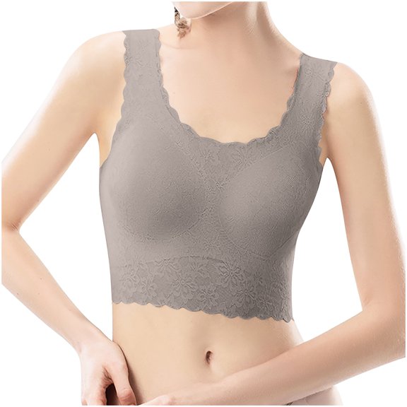 Bigersell Wirefree Bra with Support High Impact Sports Bras for Women Cute Sports Bras Ladies Molded Bra Style B72 Women T-Shirt Bra Back-Smoothing Bra T Shirt Bra Hook & Eye Bra Closure , Gray L