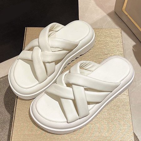 

PEASKJP Flip Flops for Women Women Beach Slip On Casual Open Toe Non-Slip Breathable Slippers Sandals Slippers for Women Platform Sandals White 7