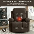 thumbnail image 2 of Manual Recliner Rocker Chair with Heat and Massage, Sesslife Swivel Ergonomic Lounge Chair with Side Pockets and Cup Holders, Single Electric Reclining Sofa Chair for Bedroom Home Theater, Brown, 2 of 7