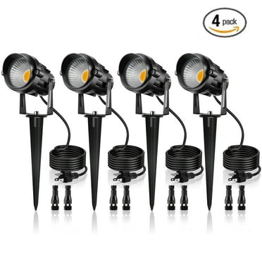 Pack of 4 Outdoor LED Landscape Lights Waterproof Spotlight with Spike Stand and Plug