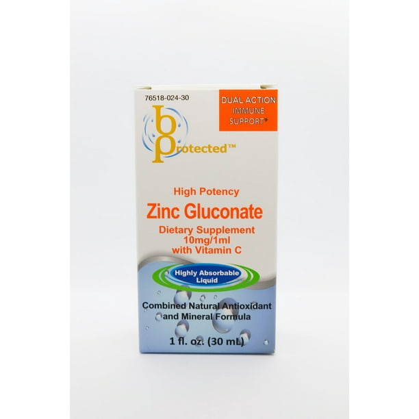 High Potency Zinc Gluconate with Vitamin C Drops 10mg/1ml 30 ml Bottle
