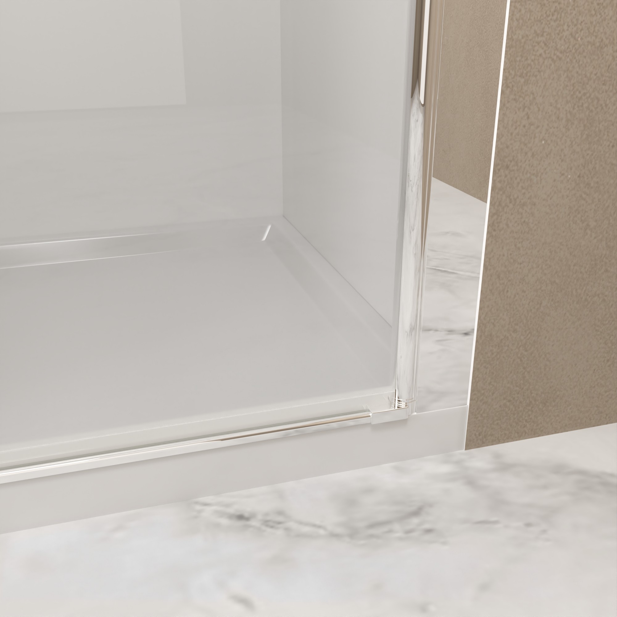 28"W x 72" Pivot Shower Door,Half Frame Shower Door,1/4" Transparent Glass,Brushed Nickel Aluminum Frame