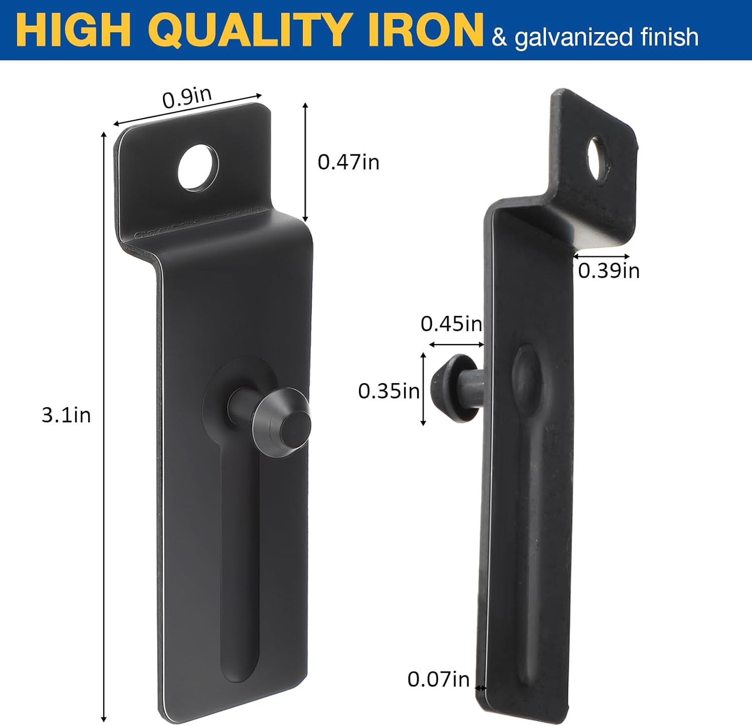 Metal Slatwall Hooks Commercial Slatwall Utility Notch Hooks for Pegboard Photo Frame Display Painting Art Accessories (Black)
