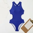 thumbnail image 5 of Sexy One Piece Swimsuit for Womens Scoop Neck Solid Bathing Suit Tummy Control Swimwear Cross Backless Monokinis, 5 of 5