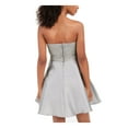 thumbnail image 2 of CITY TRIANGLES Womens Silver Lace Zippered Sleeveless Strapless Short Party Fit + Flare Dress 1, 2 of 3