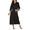 Black, variant on Oudiya Women Zipper Robe Loungewear Dress Full Length Nightgown Housecoat 3/4 Sleeves Sleepwear with Pockets