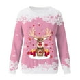 thumbnail image 4 of Fiaer Christmas Sweatshirts for Women Crew Neck Deer Cute Funny Graphic Xmas Pullover Plus Size Baggy Trendy Long Sleeve Tops Pink XXL, 4 of 4
