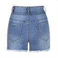 thumbnail image 6 of Women's Jean Shorts Stretchy Pull On Tattered Jeans Short High-Waisted Double-Button Comfortable Stretch Shorts, 6 of 7