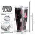 thumbnail image 6 of 30oz Black and Pink Christmas Tree Pattern Tumblers Stainless Steel Tumbler with Lid and Straw,Vacuum Insulated Double Wall Travel Tumbler Cups Mug with Cleaning Brush for Coffee,Tea, 6 of 7