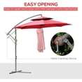 thumbnail image 6 of Outsunny 8.70 Feet Red Solid Print Offset Patio Umbrella, 2-Tier Top with Vents, 6 of 9