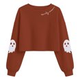 thumbnail image 4 of Bobifish Toddler Girls T Shirt Halloween Ghost Print Long Sleeve Cropped Graphic Tee Children Girls Casual Holiday Shirt, 4 of 4