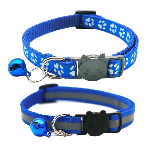 2 Pack Reflective Cat Collars with Bell, Safety Quick Release Breakaway Kitten Collars, Adjustable 19-32cm Soft Collars for Cats & Kittens
