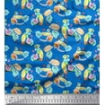 thumbnail image 1 of Soimoi Blue Poly Georgette Fabric Fruits & Cookies Food Print Fabric by the Yard 42 Inch Wide, 1 of 3