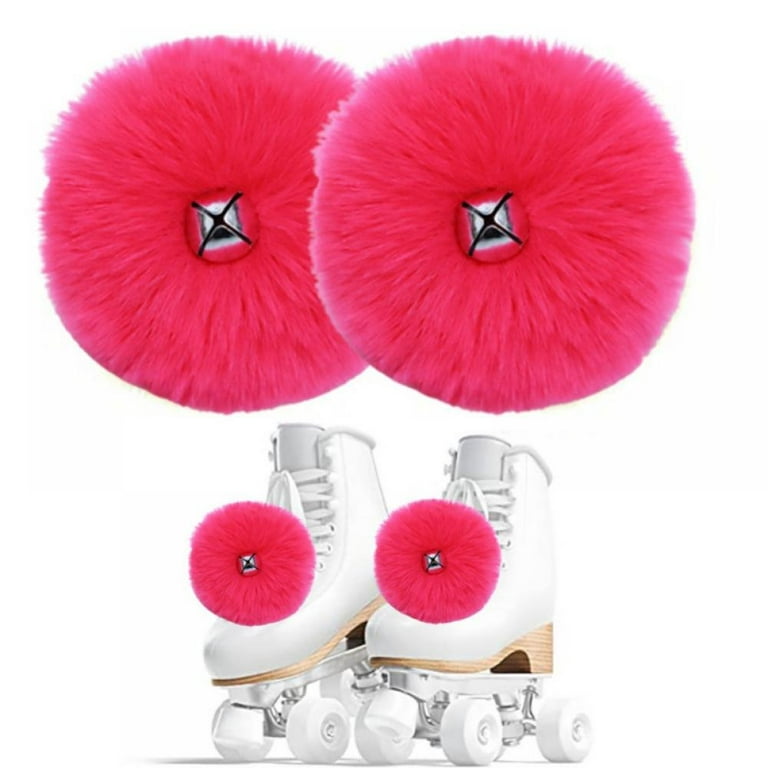 Hotwinter Roller Skate Pom Poms with Jingle Bells Fluffy Tie-On Roller Skate Pom Poms Fuzzy Pom Poms for Quad Roller Skate Accessories, Size: 8 cm