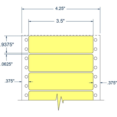 Compulabel 112555, 3-1/2" x 15/16" Pinfeed Pastel Yellow Address Labels