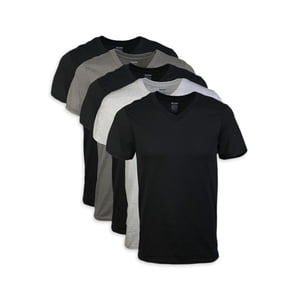 Gildan Men's Short Sleeve V-Neck T-Shirts, 5-Pack Assorted