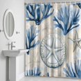 thumbnail image 6 of Sky Blue Coral Bathroom Shower Curtain, Retro Starfish Coastal Summer Shell Waterproof Washable Soft Bath Curtain for Bathtub Decor with 12 Hooks&Grommet, 36x78 Inch, 6 of 9