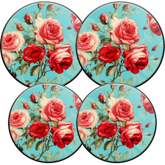 Gas Stove Burner Cover,Electric Stove Top Protector,Easy to Clean,Rose Pattern on a Light Blue Background