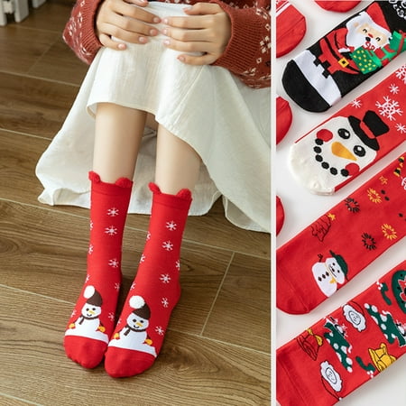 

Biplut 1 Pair Christmas Socks Breathable Fine Stitch Decorative Anti-slip Christmas Holiday Socks for Friends