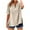 Beige, variant on Women's T-Shirts Solid Color Cotton Linen 3/4 Sleeve Split V-Neck Button Tops Casual Loose T-Shirts