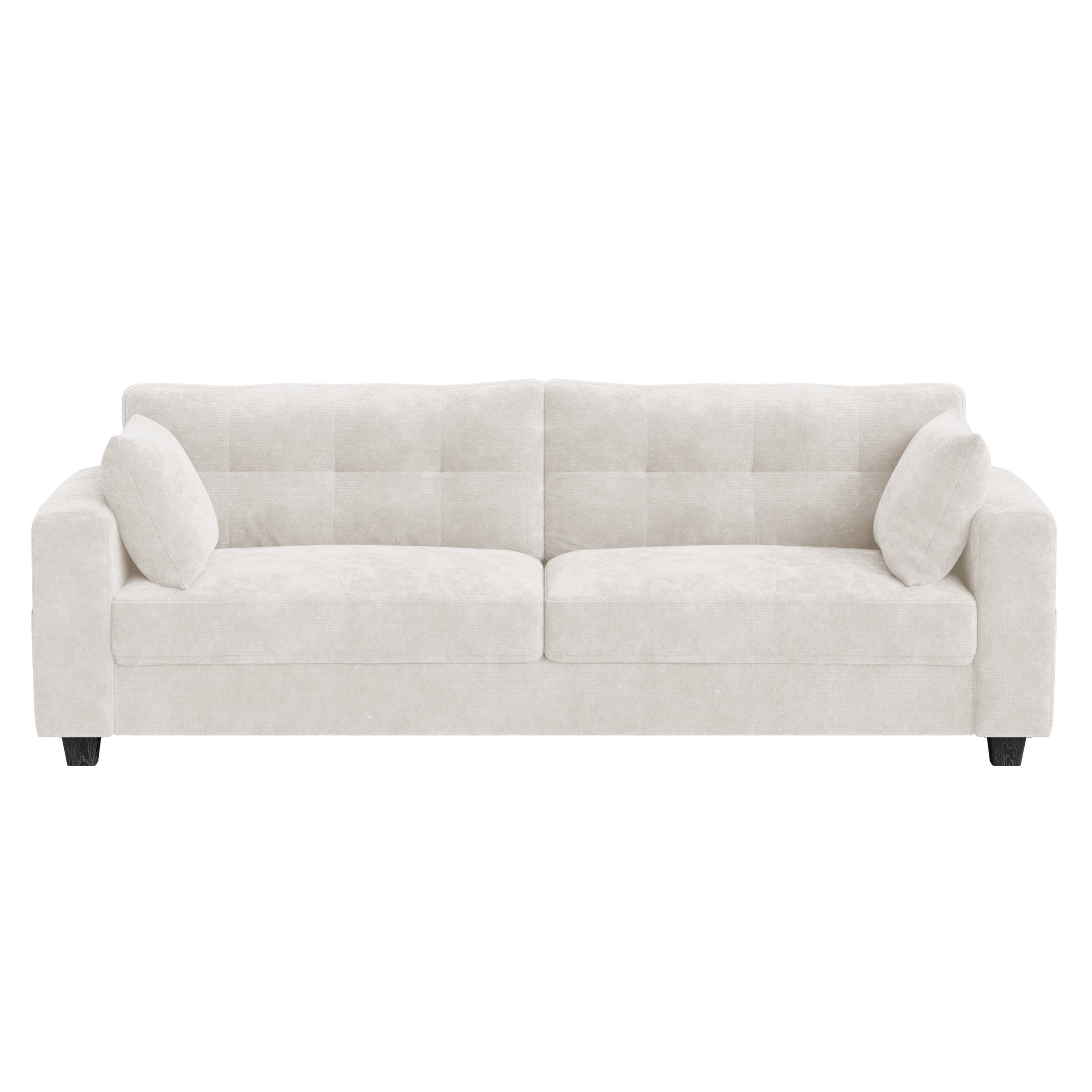 WISHEAD 87" Large 3 Seater Sofa Couch for Living Room, Office, Oversized Couches with Extra Deep Seat, USB Charging Port, 2 Pillows, Beige