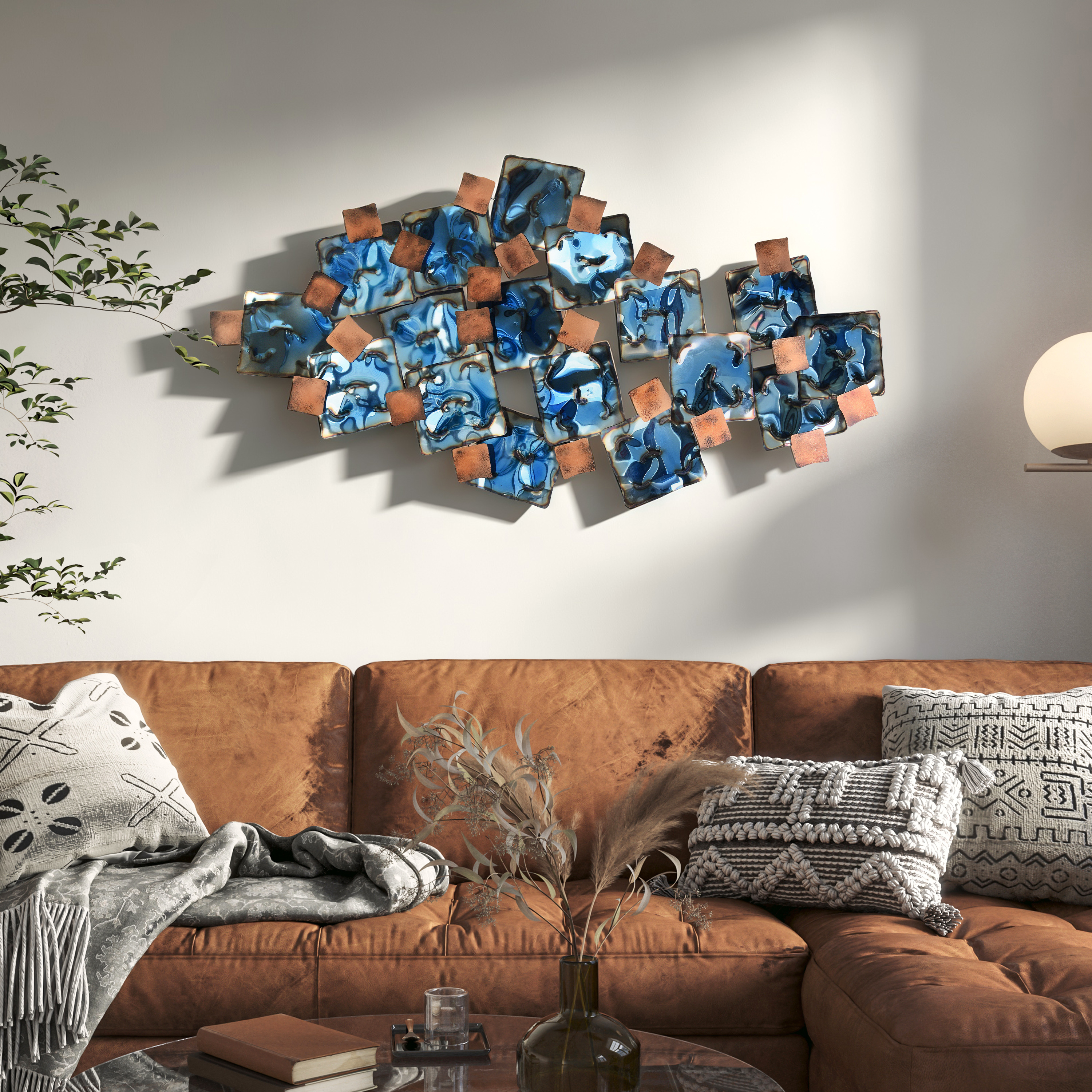 Empire Art Direct Mesh Hand Painted Etched Metal Wall Sculpture, 48.8" x 26.0" x 2.8", Ready to Hang