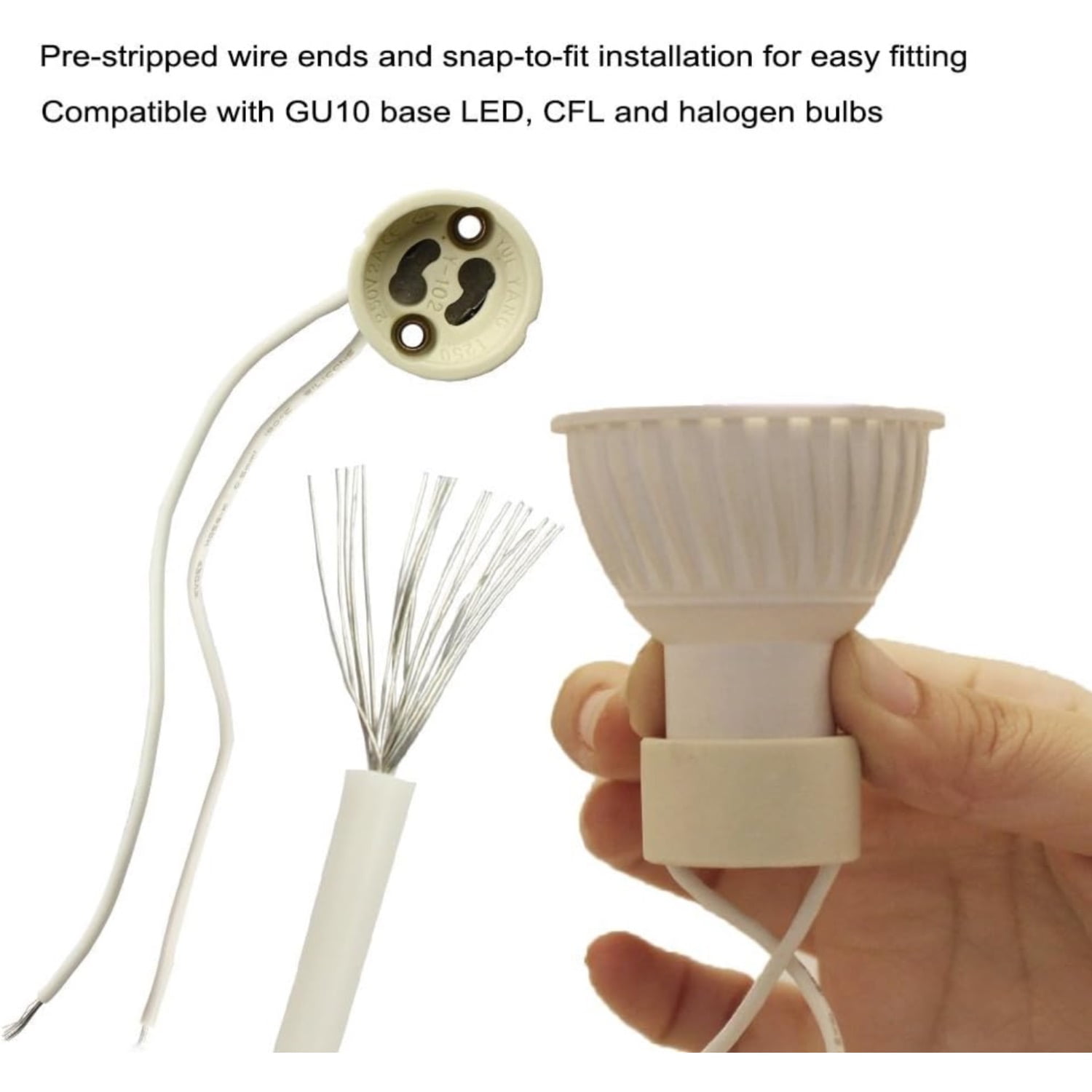 10 Pack Wire Connection Socket for GU10 Base LED or Halogen Light Bulb