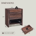thumbnail image 6 of Aitjunz 2 Drawers Modern Nightstand for Bedroom, 25" Tall Night Stand with Charging Station & Open Shelf, Rounded Corner Design, Brown, 6 of 7