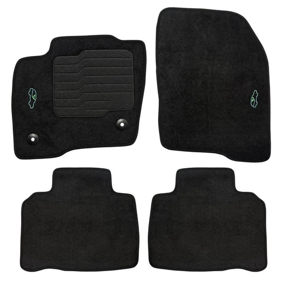 Carpet Floor Mats for 2015 to 2024 Ford Edge with Non-Slip Heel Pad and Safety Locks - Front and Rear - Black - ecoMats