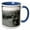 Blue/White, variant on 3drose, Early 1900s under a Big Blue Texas Sky Grayscale with Border, 11oz Two-tone Black Mug