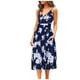 thumbnail image 1 of Moda para mujer Sexy cuello en V sin mangas ahueca hacia fuera impreso estampado Mid Claf vestidos Fridja  hjkh6388, 1 of 5