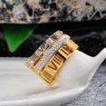 thumbnail image 2 of Anillo elegante de mujer de moda bicolor con letras romanas de diamantes japonesas y coreanas con rueda de tarjeta, 2 of 6