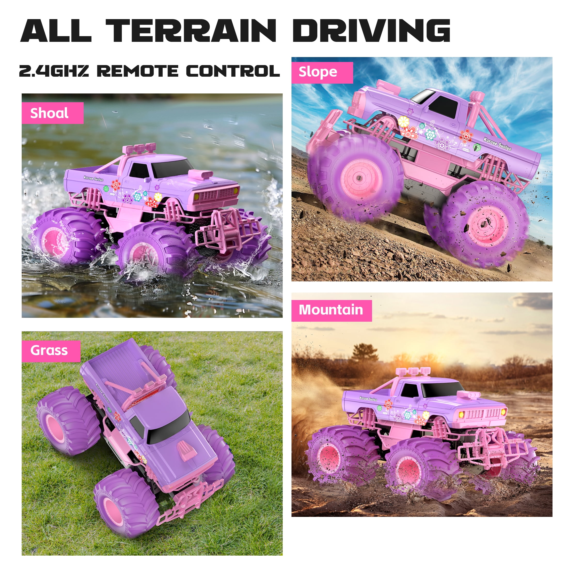 Amphibious Remote Control Car 2.4GHz 1:16 All Terrain Waterproof RC Monster Truck Kids Pool Toys