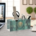 thumbnail image 4 of Abstract Teal Geometric Acrylic Pencil Pen Holder Cup 4 Compartments Desktop Organiser 7.87"x2.78"x3.54", 4 of 7