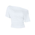 thumbnail image 4 of RUTAYY Women's T-Shirt Solid Color Summer Asymmetrical Waistband Short Sleeve Tee Shirts Warm Weather Breathable Beach Vacation Tees, 4 of 4