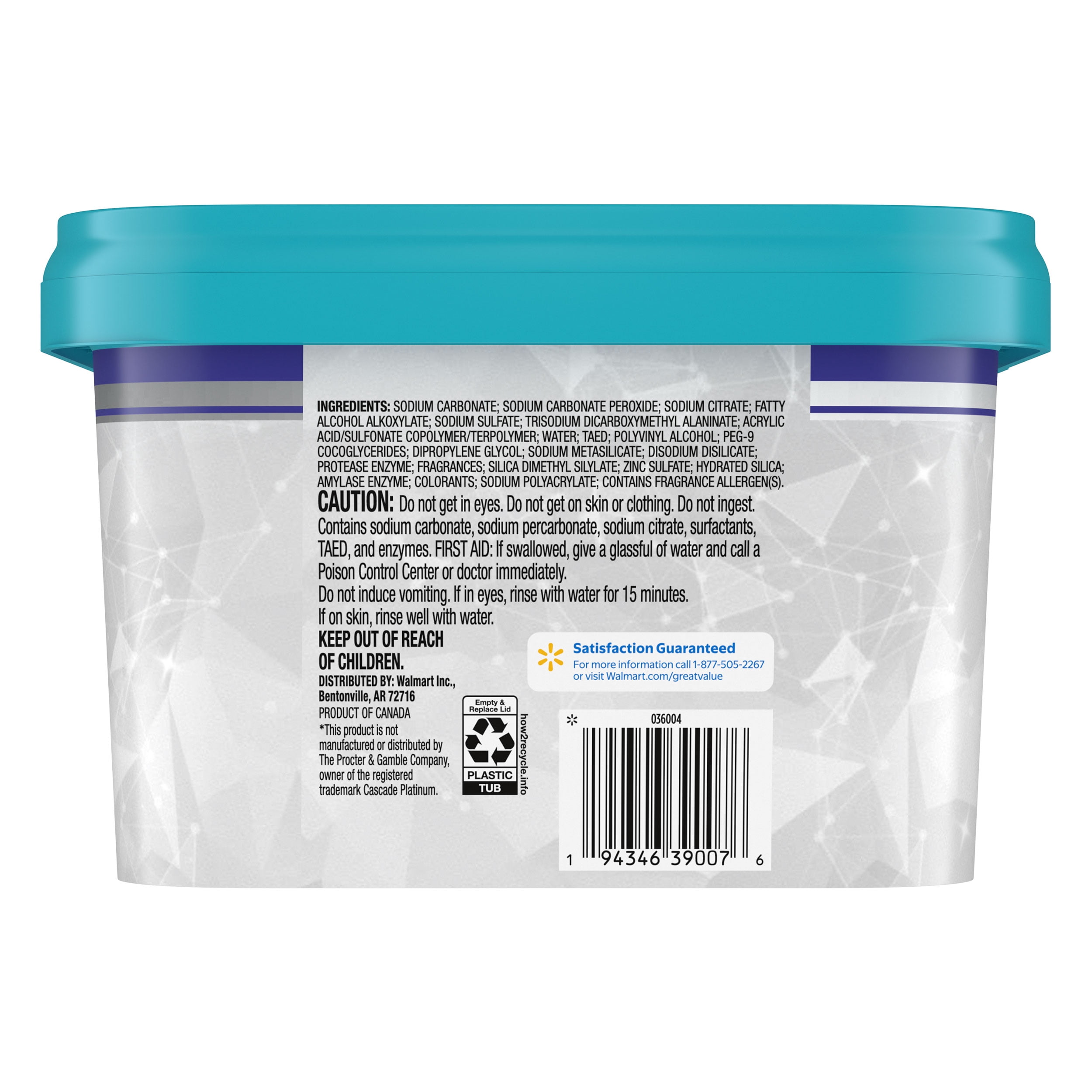 Great Value Premium Dishwasher Pacs, Fresh Scent, 87 Count