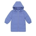 thumbnail image 3 of BRGZLK Boys Coats Lightweight Padded Coat Solid Color Long Sleeved Zipper Hooded Windproof and Warm Mid-length Style Winter Outwear with Pocket Blue 3-4 Years, 3 of 4