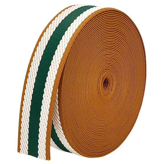 10 Yards White Green Stripe Jacquard Webbing 1-1/2 inch Polyester Nylon Webbing Striped Cotton Webbing Twill Ribbon