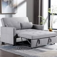 thumbnail image 2 of Sleeper Sofa Bed, Modern Linen Fabric 3-in-1 Convertible Loveseat Sofa with Pull-Out Couch Bed, 4 Side Pockets, 2 Pillows, and Adjustable Backrest, Living Room Furniture, Light Grey, 2 of 6