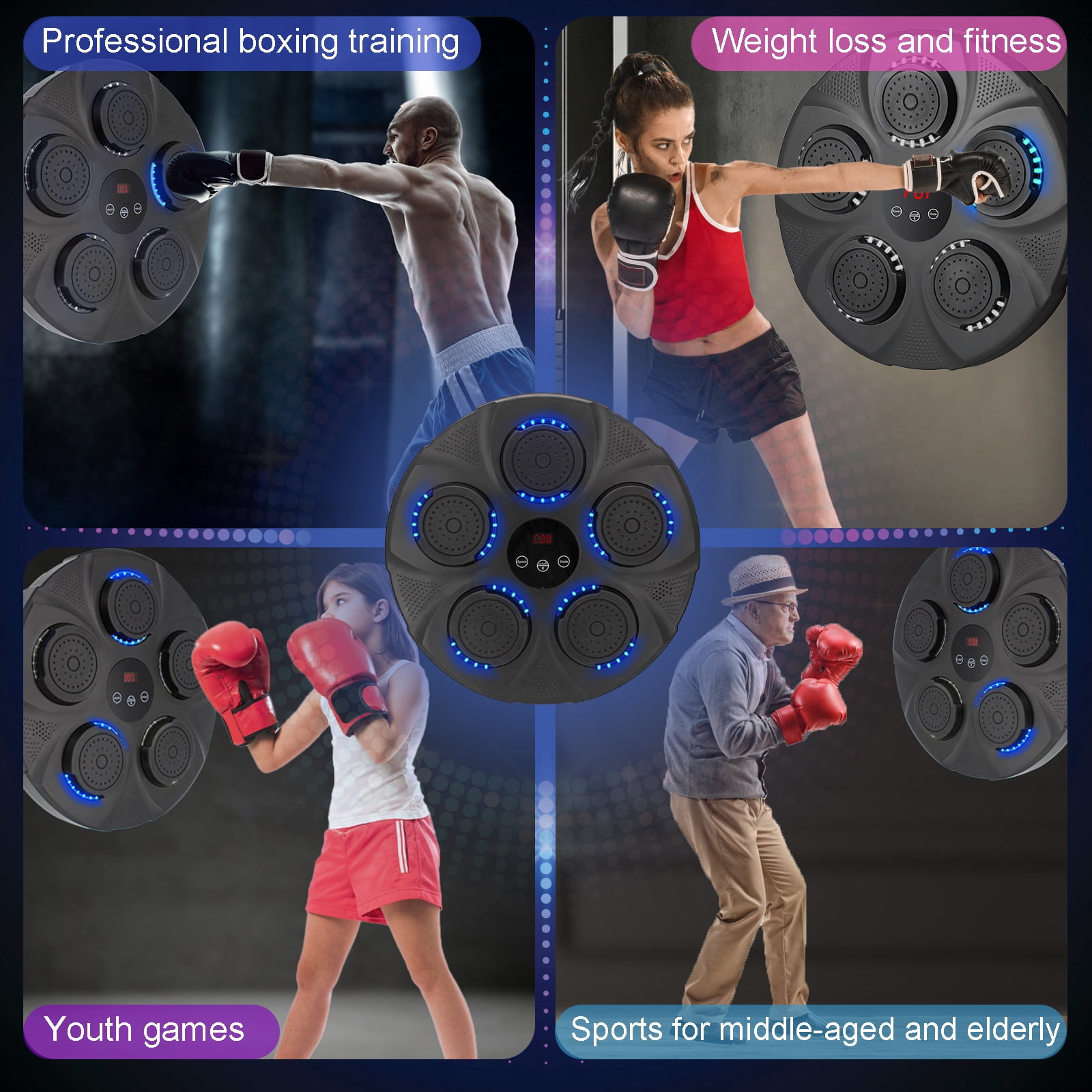 VASDEV Music Boxing Machine Wall Mounted Smart Bluetooth Boxing Equipment for Boxing Enthusiasts (Black),Delivery within 4 days